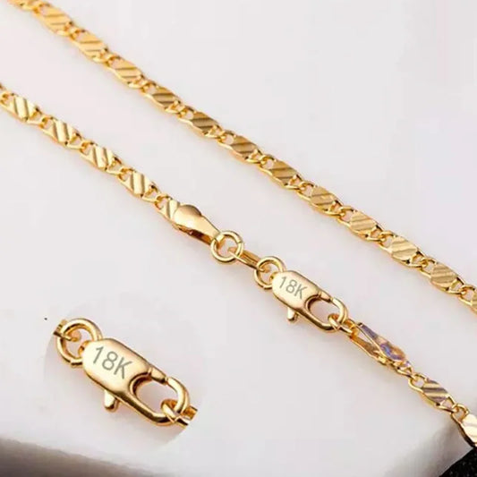 “18k Gold 2MM Necklace, Multiple Lengths, Unisex, 925 Silver Elegant Jewelry.”