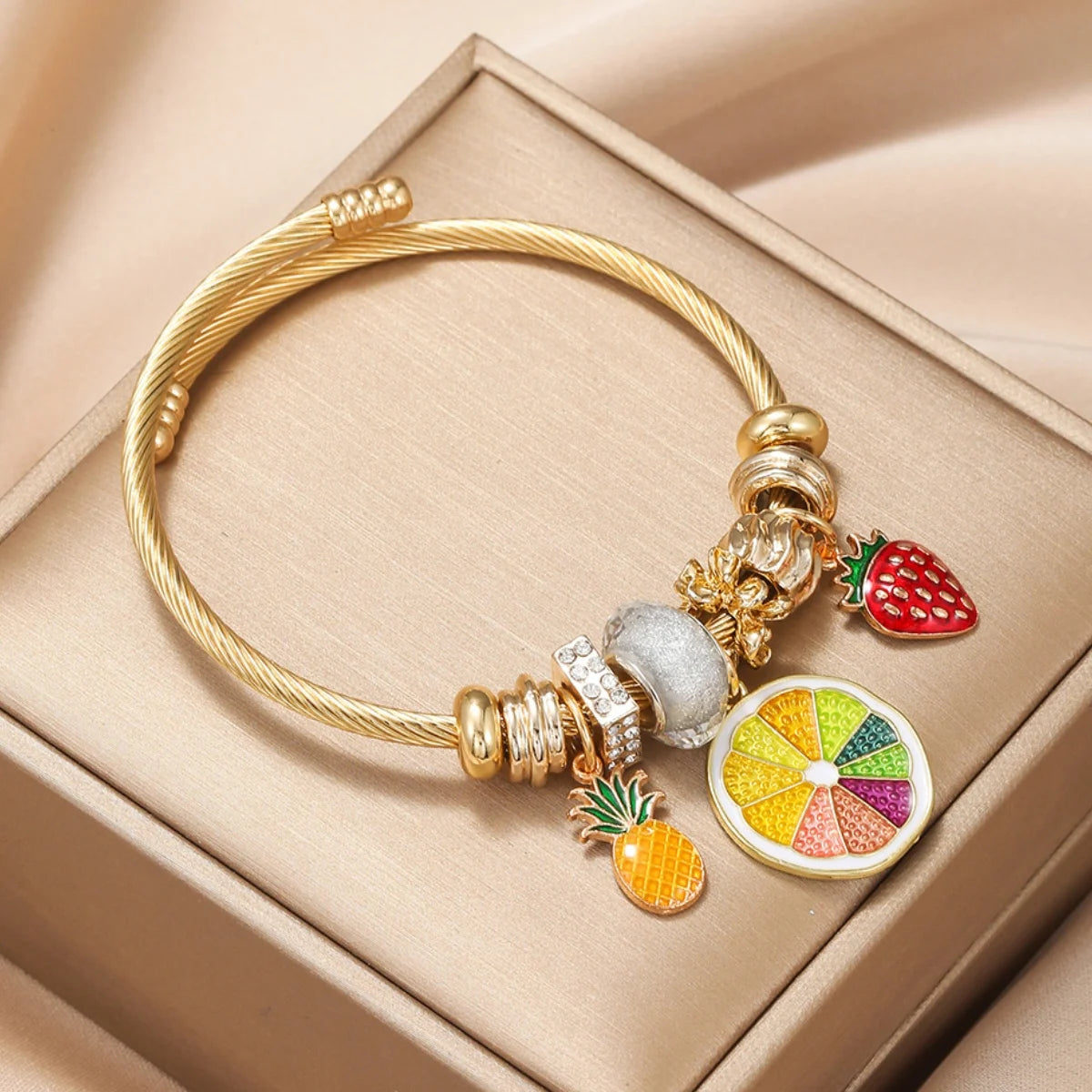 “Fashion Multi-Element Stainless Steel Circle Beaded Love Bracelet, Perfect Women’s Gift”