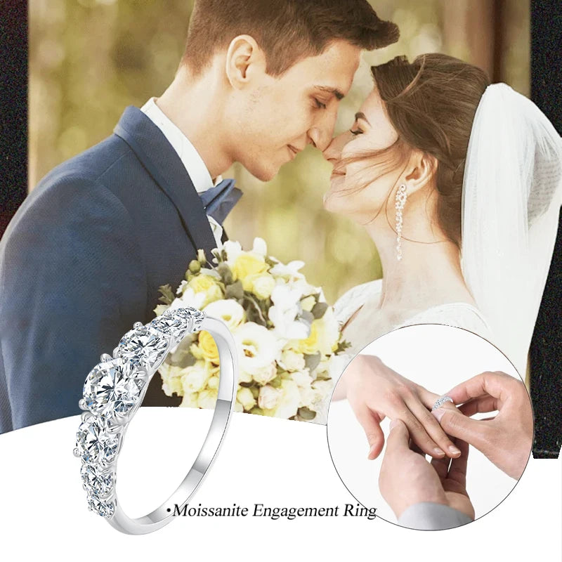 “D color VVS1 moissanite ring, 925 sterling silver, delicate wedding jewelry.”