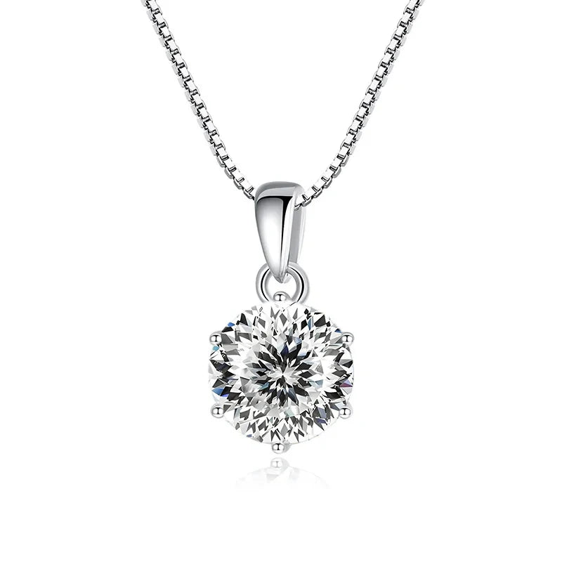 “1CT Real Moissanite Pendant Necklace, Royal Blue, Sterling Silver Wedding Jewelry.”