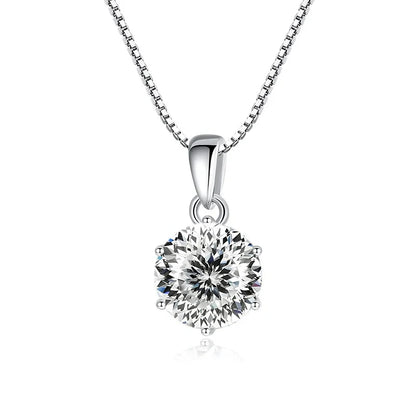 “1CT Real Moissanite Pendant Necklace, Royal Blue, Sterling Silver Wedding Jewelry.”
