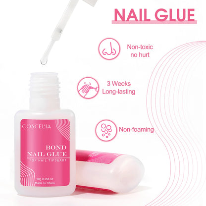 “Clear Nail Glue for False Nail Tips – Strong, Quick-Drying Adhesive for Perfect Nails”