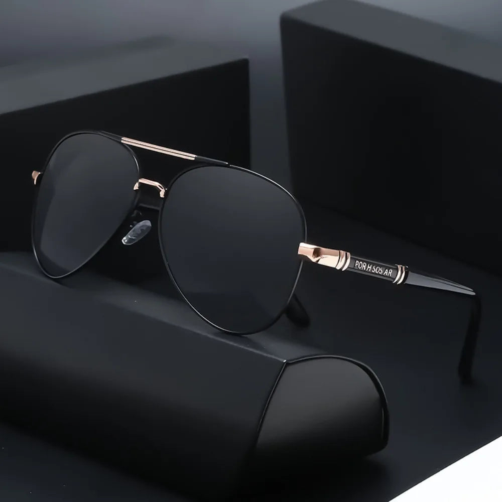 “Polarized aviator sunglasses, lightweight frame, UV400 protection, perfect for fishing and sun.”
