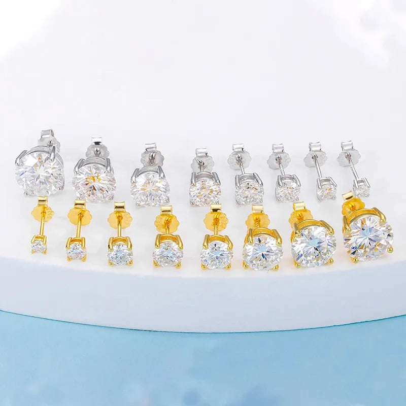 “0.1-3CT moissanite stud earrings, 925 silver, platinum plated, GRA certified wedding jewelry.”