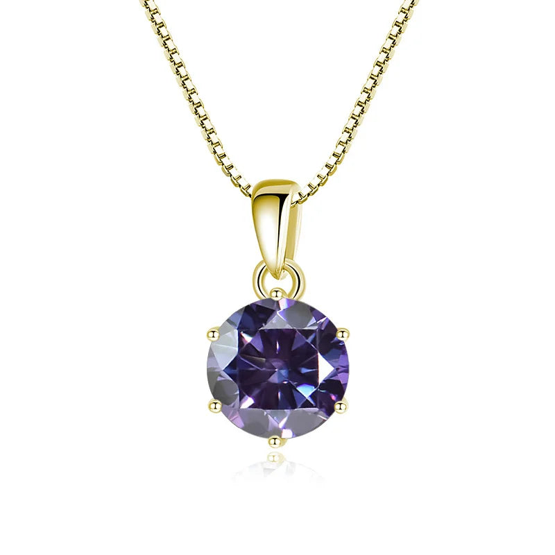 “1CT Real Moissanite Pendant Necklace, Royal Blue, Sterling Silver Wedding Jewelry.”