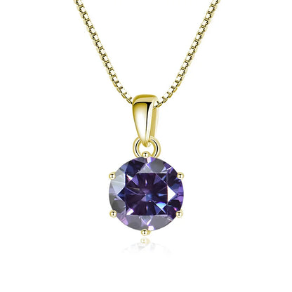 “1CT Real Moissanite Pendant Necklace, Royal Blue, Sterling Silver Wedding Jewelry.”