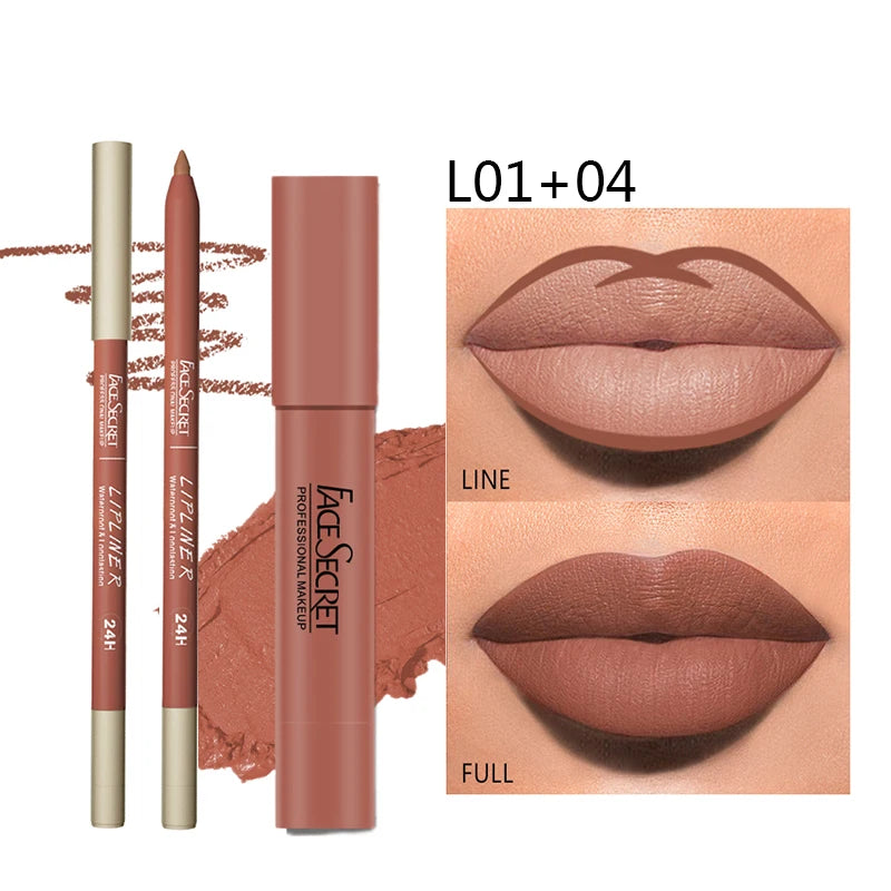 “Matte Lipliner & Lipstick Set – Waterproof, Long-Lasting, Soft Matte Color for Women”