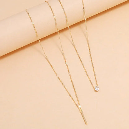 “Fashion Multi-Layer Necklace for Women - Crystal Water Drop Pendant, Gold/Silver Color Choker.”