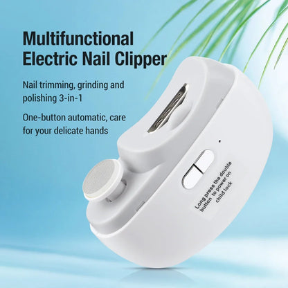“Rechargeable electric nail clipper with grinding, polishing, light—automatic trimmer.”