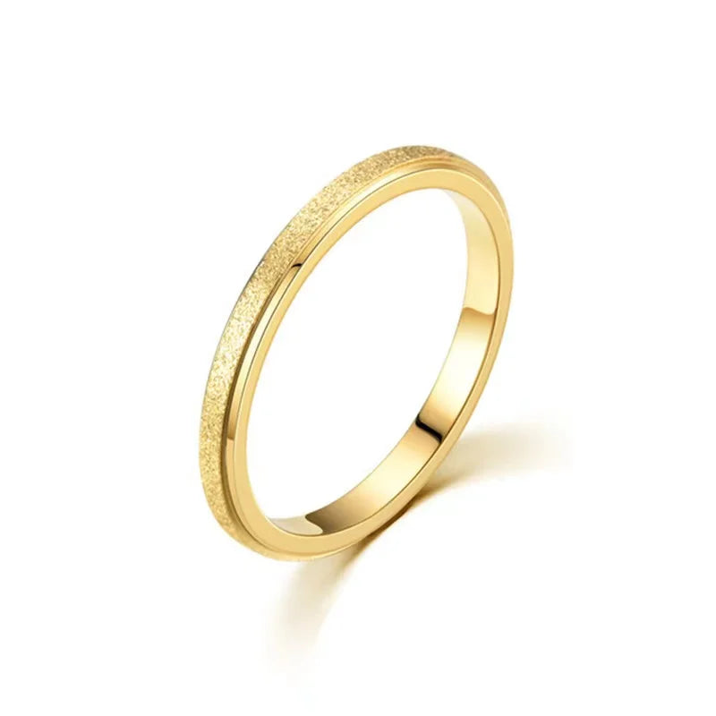 “SUNIBI Frosted Stainless Steel Ring - Simple Gold Color Wedding Jewelry for Women.”