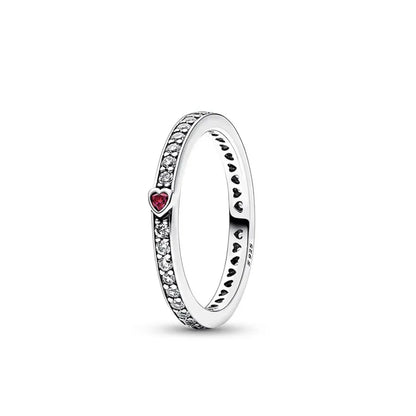 “Red heart 925 sterling silver ring, elegant jewelry for weddings and parties.”