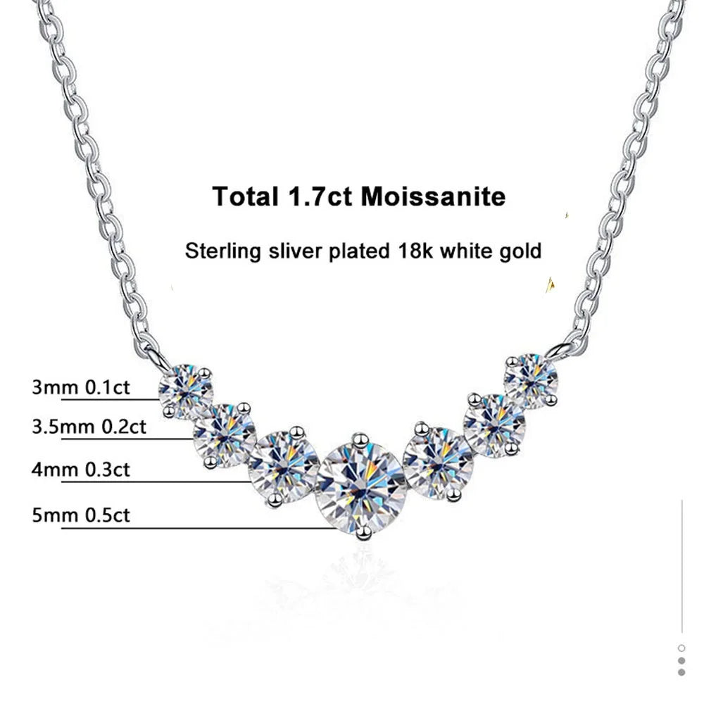 “Moissanite necklace for women, 925 silver, 18K white gold plated, certified jewelry.”