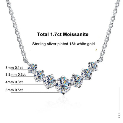 “Moissanite necklace for women, 925 silver, 18K white gold plated, certified jewelry.”