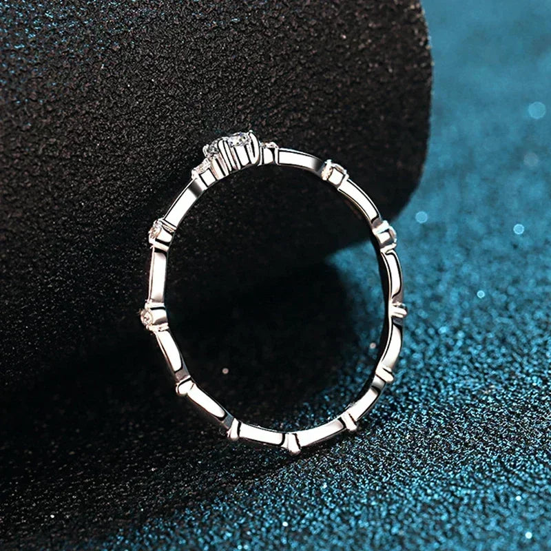 "D Color VVS1 Moissanite Ring for Women, Certified 925 Sterling Silver Engagement Gift."