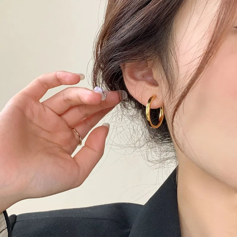 “Fashion Big Round Hoop Earrings, Shiny Circle Jewelry for Women, Party Style”
