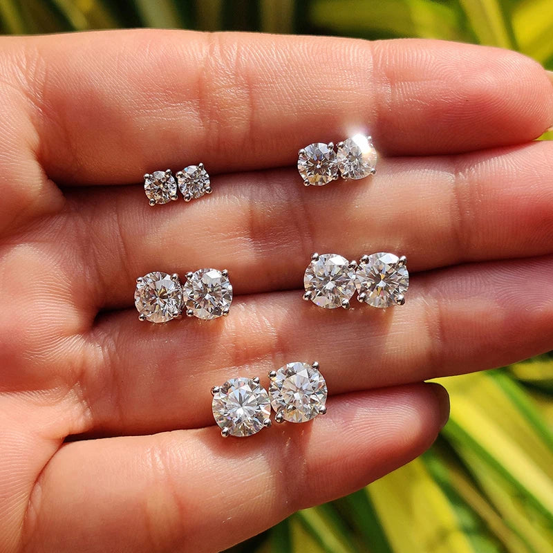 “0.1-3CT moissanite stud earrings, 925 silver, platinum plated, GRA certified wedding jewelry.”