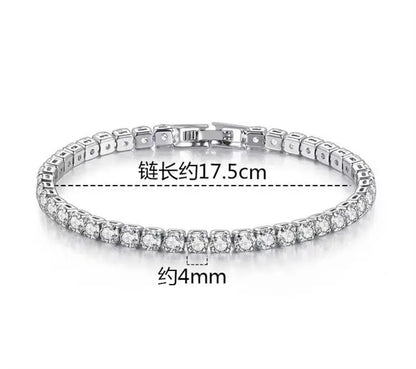 “3-5mm Real Moissanite Bracelet, Sparkling S925 Sterling Silver, Luxury Wedding Jewelry.”
