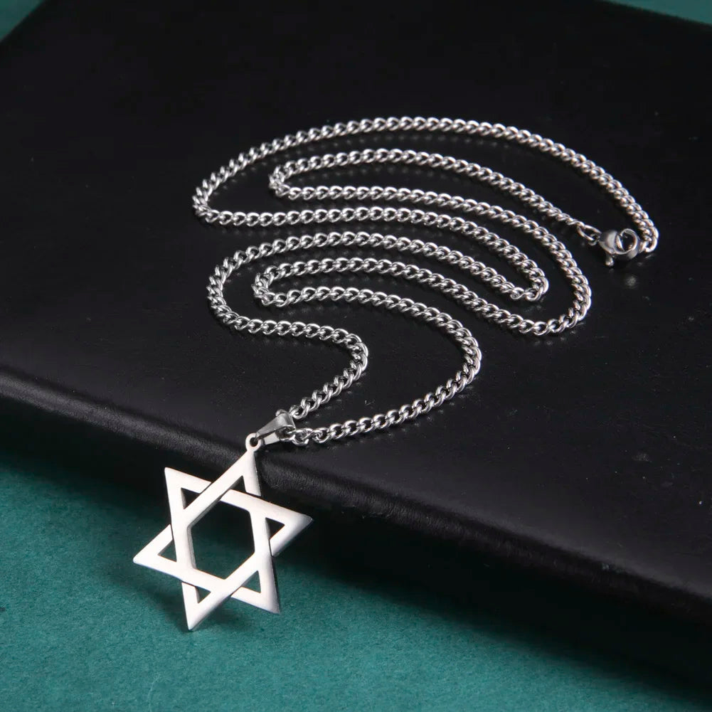 “Gold Star of David Hexagram Choker Necklace Unisex Stainless Steel Jewish Jewelry.”