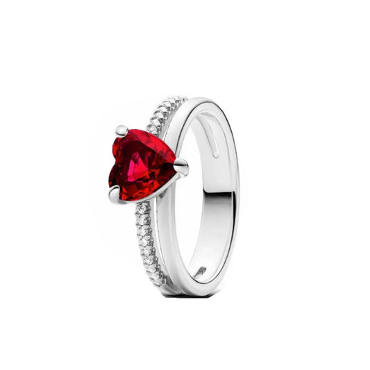 “Red heart 925 sterling silver ring, elegant jewelry for weddings and parties.”