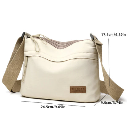 “3-Pocket High Capacity Canvas Shoulder Bag, Crossbody Purse, Ideal for Mothers”