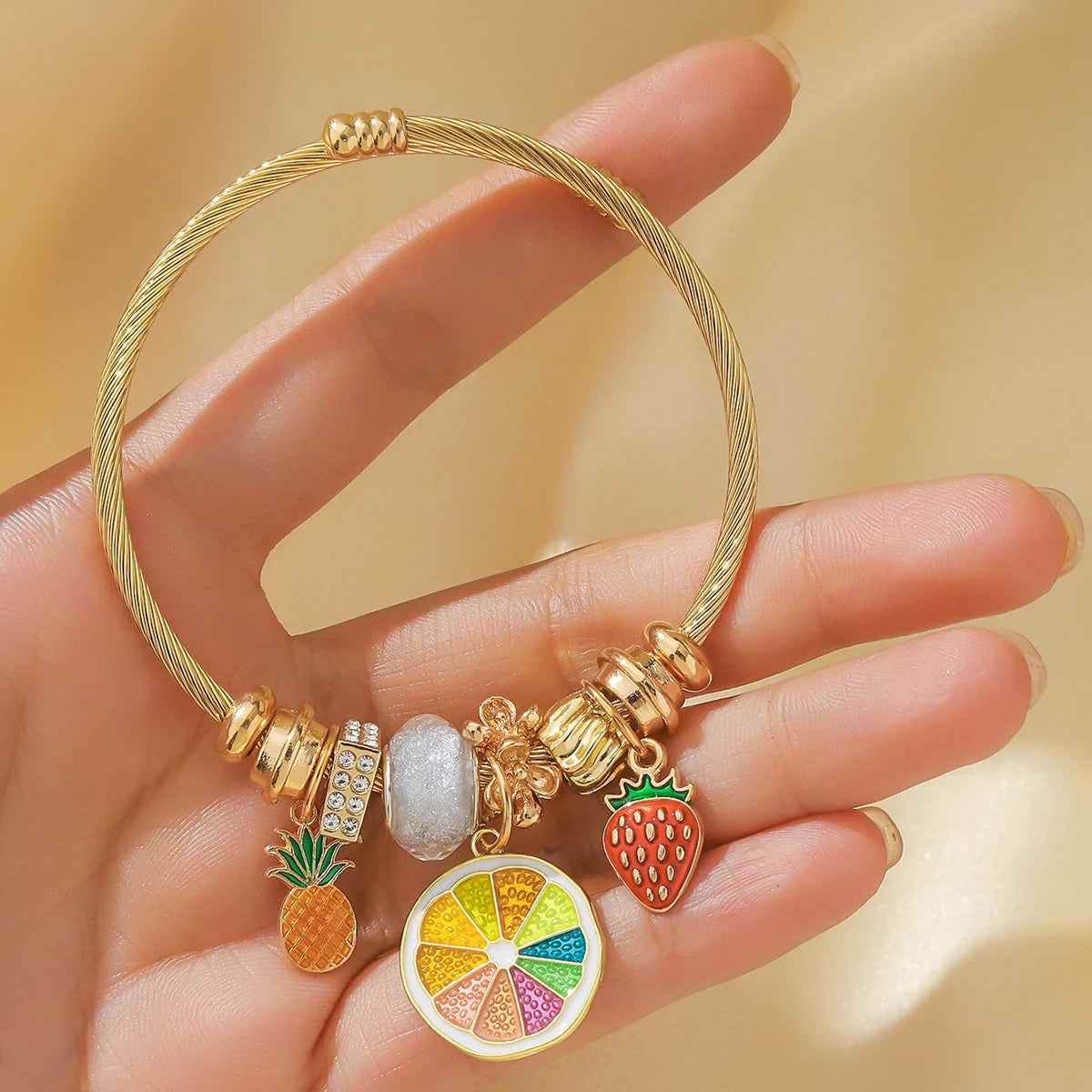 “Fashion Women Stainless Steel Multi Element Pan Family Bracelet Daily Party Gift”