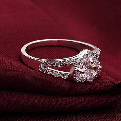 “Women’s 925 Sterling Silver Crystal Love Heart Ring – Bridal Wedding Jewelry”