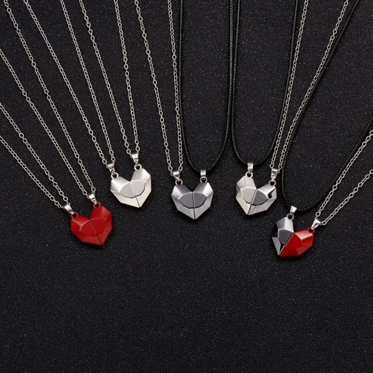 “2Pcs Magnetic Heart Necklace - Couples’ Jewelry for Valentine’s & Weddings.”