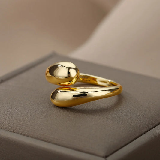 “Trendy Gold Stainless Steel Rings for Women - Perfect Wedding & Couple Jewelry.”