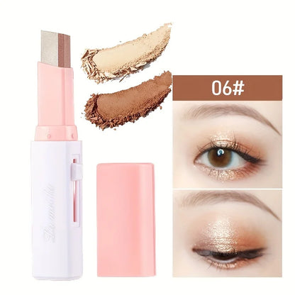“2-in-1 waterproof highlighter and eyeshadow stick, long-lasting glitter eyeliner.”
