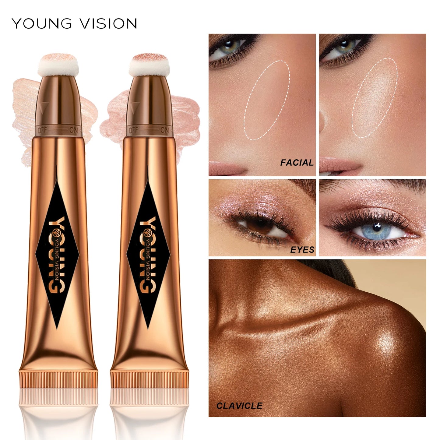 “YOUNG VISION Air Cushion Powder Blusher – High Gloss Stick, Liquid Rouge, 6 Color Options”