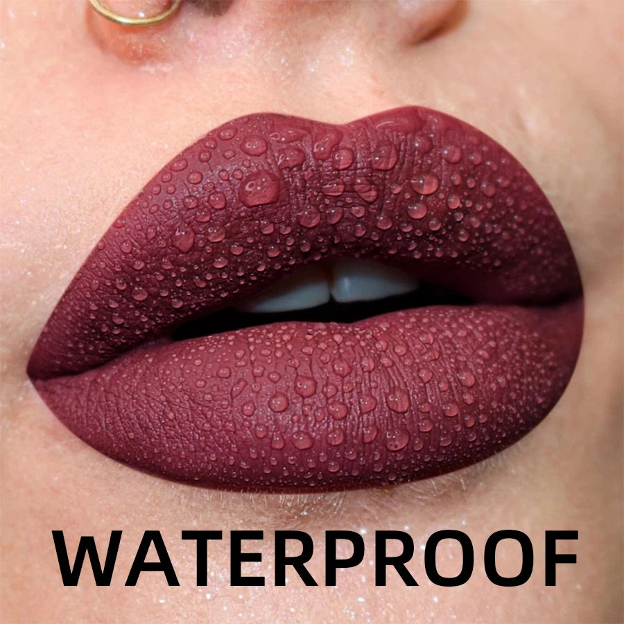 “19-Color Matte Velvet Lip Gloss – Waterproof Liquid Lipstick, Nude to Black Shades”