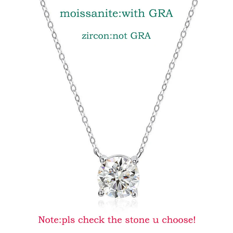 “Rose gold moissanite necklace, sparkling D color, 925 sterling silver pendant.”