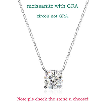 “Rose gold moissanite necklace, sparkling D color, 925 sterling silver pendant.”