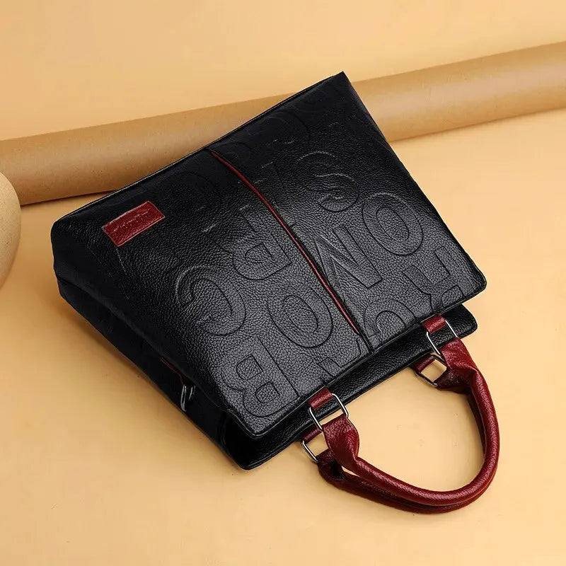 “PU leather crossbody bag, casual luxury design, large capacity for travel.”