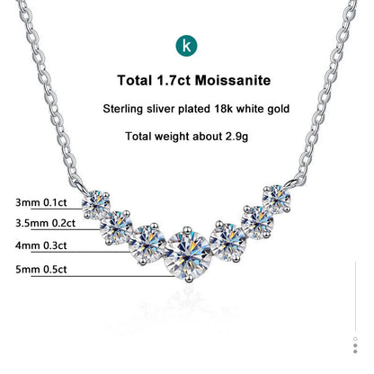 “Moissanite necklace for women, 925 silver, 18K white gold plated, certified jewelry.”
