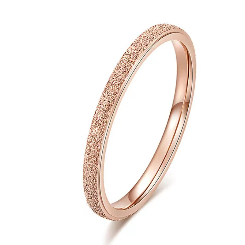 “SUNIBI Frosted Stainless Steel Ring - Simple Gold Color Wedding Jewelry for Women.”
