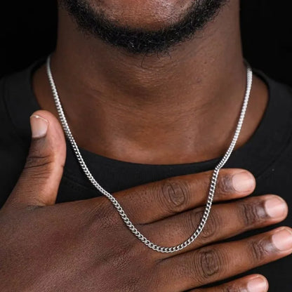 “3mm Men’s Cuban Chain Necklace - Simple Stainless Steel Titanium Jewelry.”