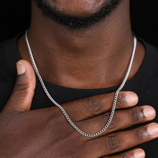 “3mm Men’s Cuban Chain Necklace - Simple Stainless Steel Titanium Jewelry.”