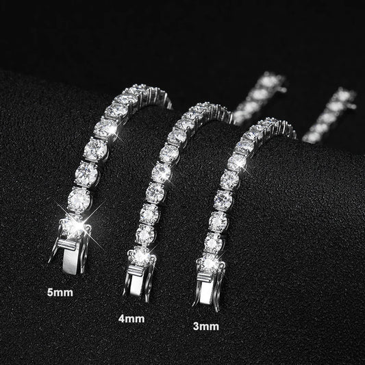 “D VVS1 Moissanite Tennis Bracelet 925 Sterling Silver Plated 18K White Gold GRA Certified.”