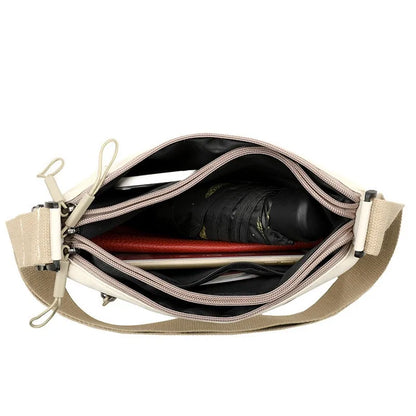 “3-Pocket High Capacity Canvas Shoulder Bag, Crossbody Purse, Ideal for Mothers”