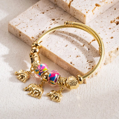 “Fashion Multi-Element Stainless Steel Circle Beaded Love Bracelet, Perfect Women’s Gift”