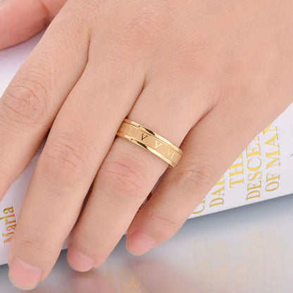 “Classic Stainless Steel Roman Digital Ring Waterproof High Quality Punk Jewelry Gift.”