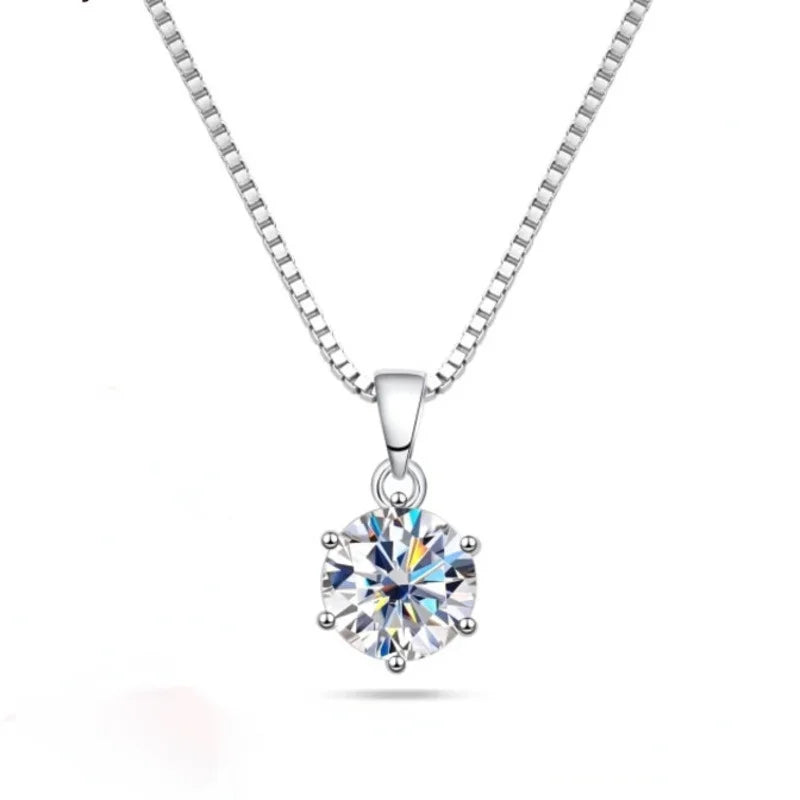“1CT Real Moissanite Pendant Necklace, Royal Blue, Sterling Silver Wedding Jewelry.”