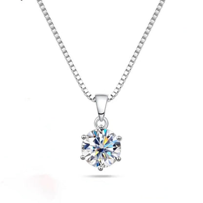 “1CT Real Moissanite Pendant Necklace, Royal Blue, Sterling Silver Wedding Jewelry.”