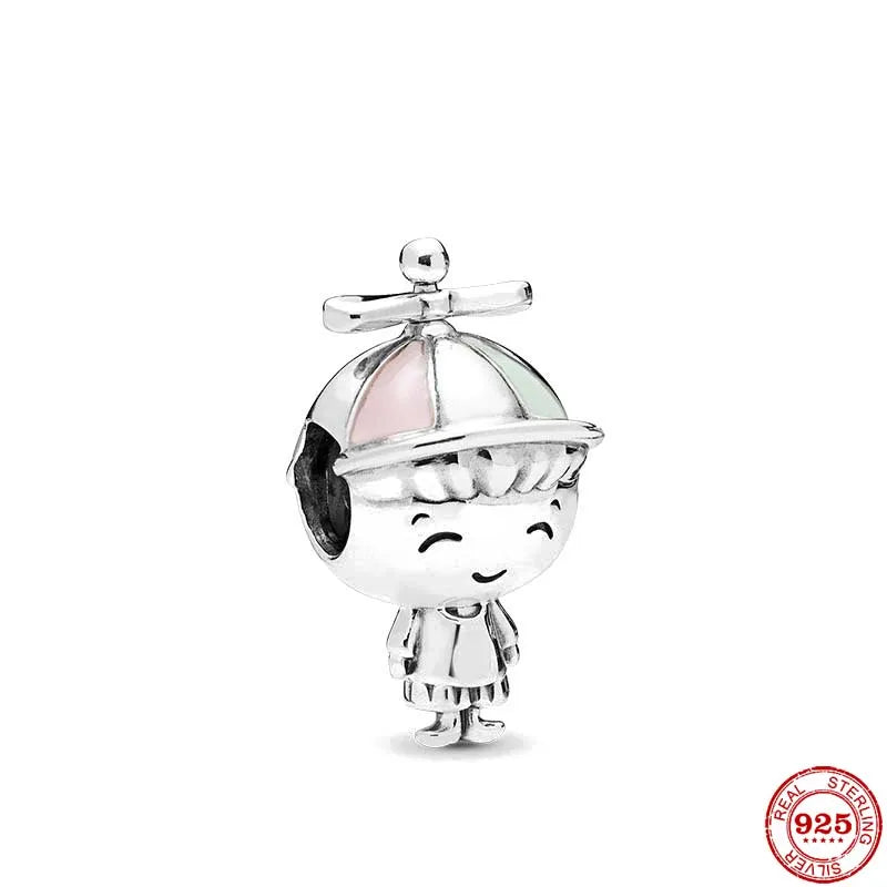 “925 Silver Family Charm Pendant - Sparkling Boy/Girl Bead for Pandora Bracelet.”