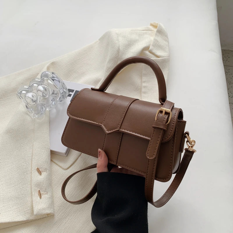 “PU leather shoulder bag, vintage square satchel, fashion crossbody handbag for women, black.”