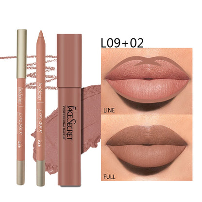 “Matte Lipliner & Lipstick Set – Waterproof, Long-Lasting, Soft Matte Color for Women”