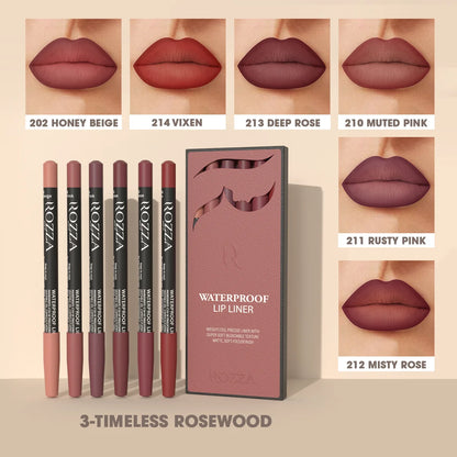 “Rozza Waterproof Lip Liner Pencil Set – Weightless, Precise, Soft, and Blendable Matte Texture”