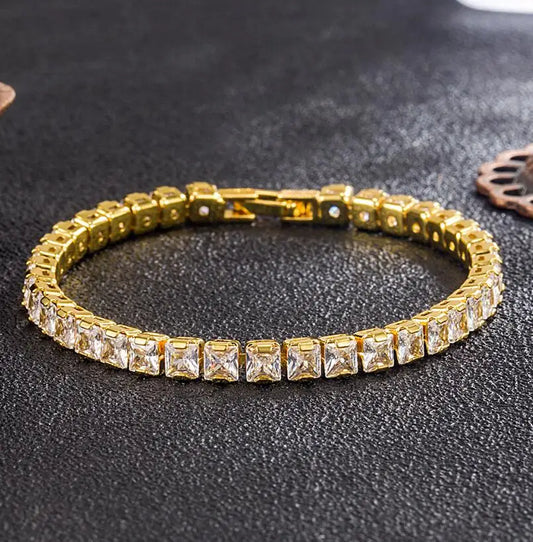 “3-5mm Real Moissanite Bracelet, Sparkling S925 Sterling Silver, Luxury Wedding Jewelry.”