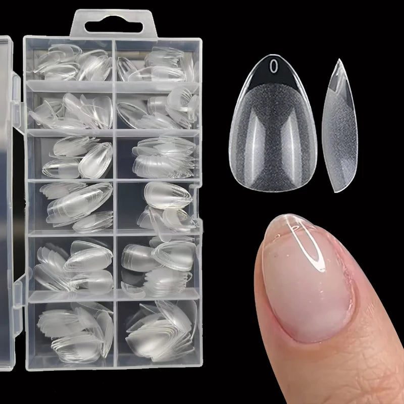 “240Pcs Half Matte XXS Almond Nail Tips Full Cover Soft Gel False Nails”
